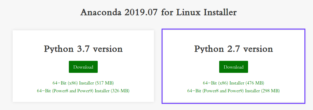 下载python2.7版本的anaconda